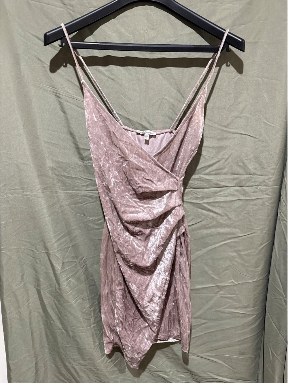Pink Velvet Spaghetti Strap Ruched Mini Dress